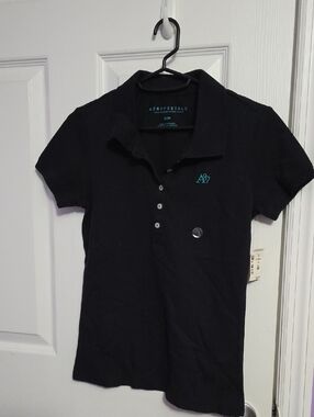 Aeropostale Black Polo with Teal A87 Accent
